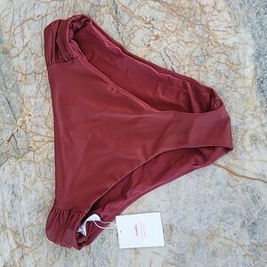 Andie maroon high waist bottom ruched sides